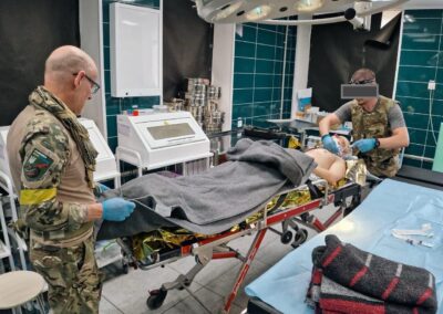 Here the doctor and Solent medical prepare a patient for critical transfer from Bakhmut. The receiving hospital was a 10 hour drive over very bad roads, with the frontlines to our left.